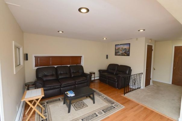 Interior, Living room, Recessed Lighting, Wood Texture Flooring