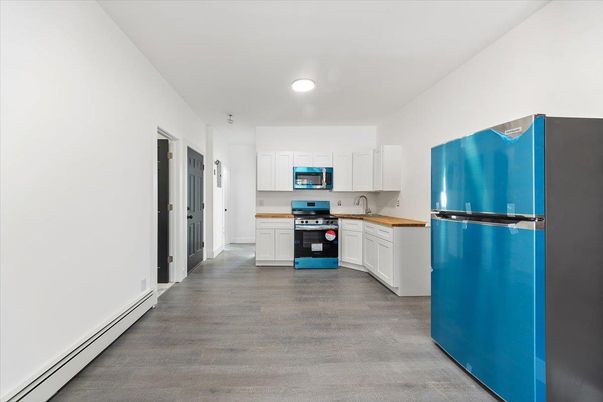 Interior, Kitchen, Stainless Steel Appliances, Wood Texture Flooring