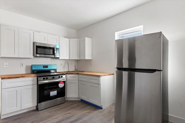 Interior, Kitchen, Stainless Steel Appliances, Wood Texture Flooring