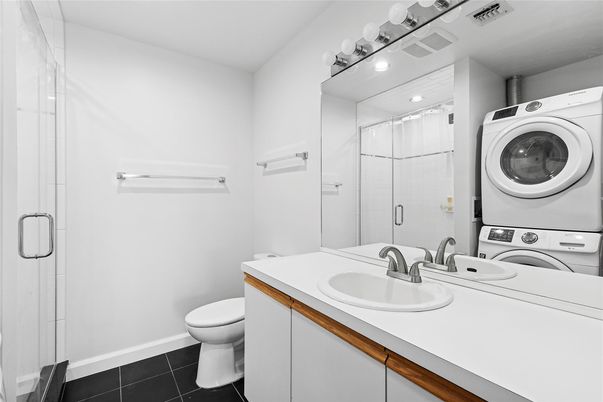 Bathroom, Glass Shower, Interior, Washer
