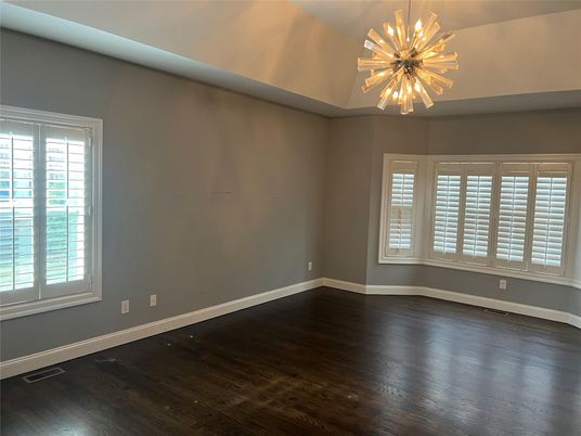 Empty room, Interior, Pendant Lights, Wood Texture Flooring