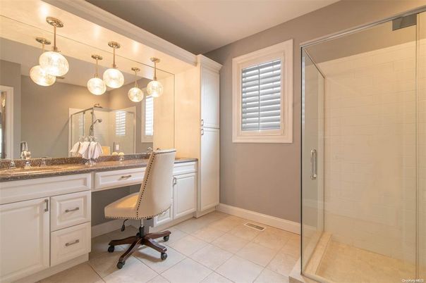 Bathroom, Glass Shower, Interior, Pendant Lights