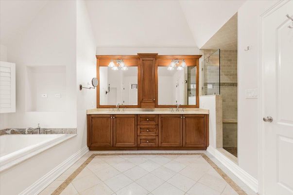 Bathroom, Dual Sink Vanities, Glass Shower, Interior