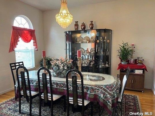 Chandelier, Dining room, Interior, Wood Texture Flooring