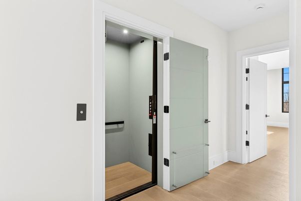 Elevator, Interior, Recessed Lighting, Wood Texture Flooring