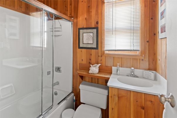 Bathroom, Glass Shower, Interior, Wooden Walls