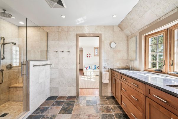 Bathroom, Glass Shower, Interior, Recessed Lighting