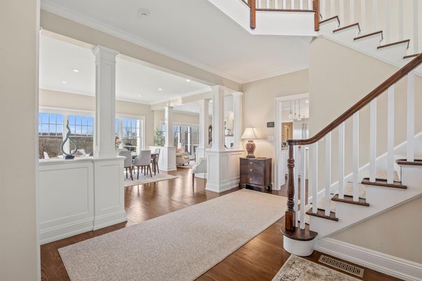 Dining room, Interior, Recessed Lighting, Wood Texture Flooring