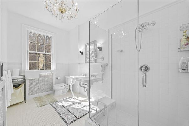 Bathroom, Chandelier, Glass Shower, Interior