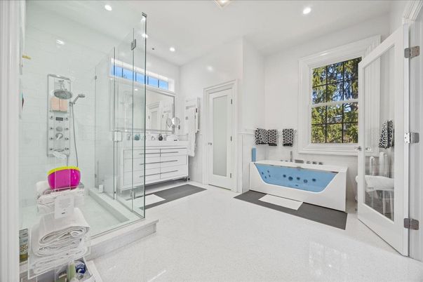 Bathroom, Glass Shower, Interior, Recessed Lighting
