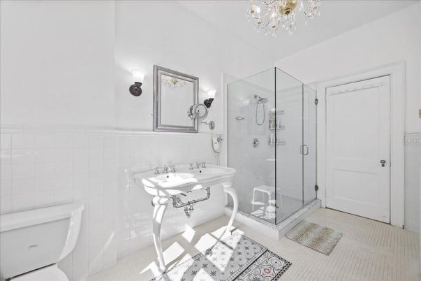 Bathroom, Chandelier, Glass Shower, Interior