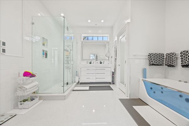 Bathroom, Glass Shower, Interior, Recessed Lighting