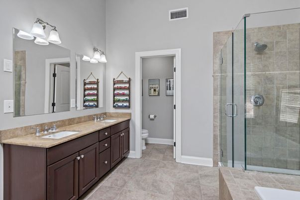 Bathroom, Dual Sink Vanities, Glass Shower, Interior