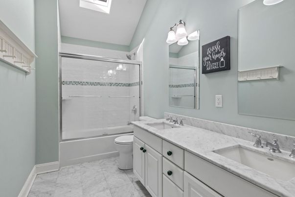 Bathroom, Dual Sink Vanities, Glass Shower, Interior, Marble