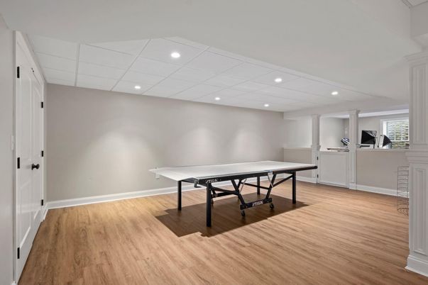 Game Room, Interior, Recessed Lighting, Wood Texture Flooring