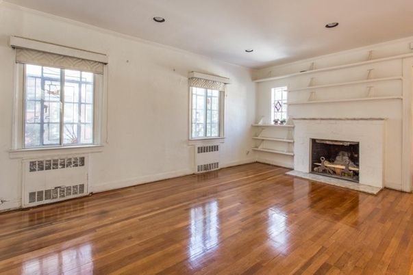 Empty room, Fireplace, Interior, Recessed Lighting, Wood Texture Flooring