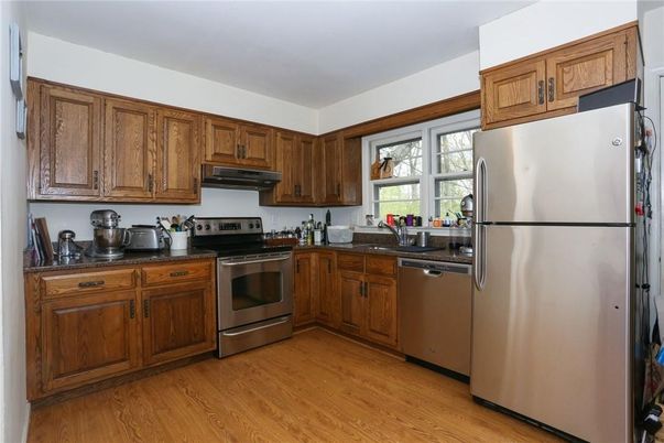 Interior, Kitchen, Stainless Steel Appliances, Wood Texture Flooring