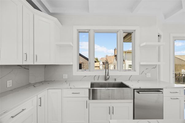 Interior, Kitchen, Marble Walls, Stainless Steel Appliances
