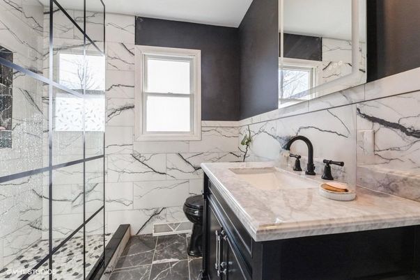Bathroom, Glass Shower, Interior, Marble, Marble Walls