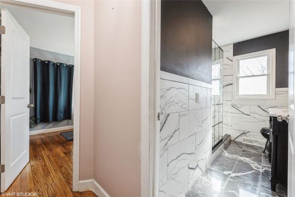 Bathroom, Interior, Marble, Marble Walls, Wood Texture Flooring