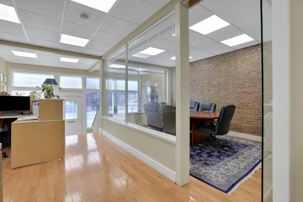 Home Office, Interior, Stone Walls, Wood Texture Flooring