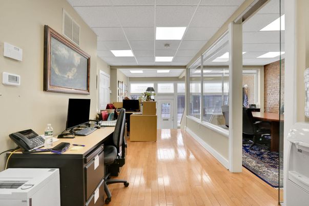 Home Office, Interior, Recessed Lighting, Wood Texture Flooring