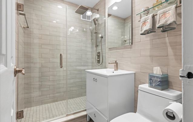 Bathroom, Glass Shower, Interior, Recessed Lighting