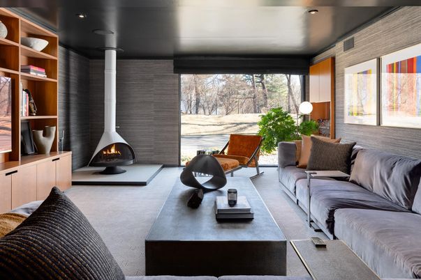 Fireplace, Interior, Living room, Recessed Lighting
