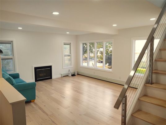 Fireplace, Interior, Recessed Lighting, Wood Texture Flooring