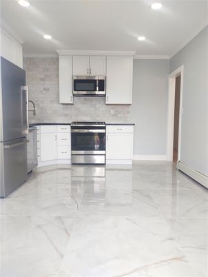 Interior, Kitchen, Marble, Recessed Lighting, Stainless Steel Appliances