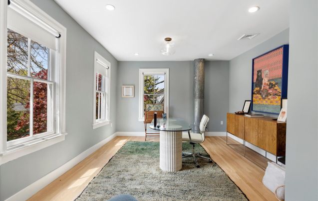 Home Office, Interior, Recessed Lighting, Wood Texture Flooring