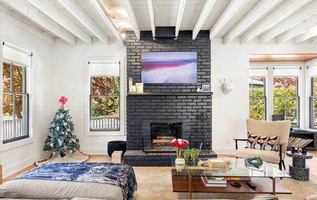 Fireplace, Interior, Living room, Stone Walls