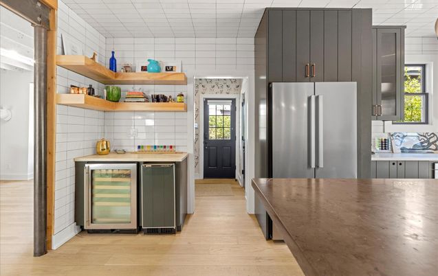 Interior, Kitchen, Stainless Steel Appliances, Wood Texture Flooring