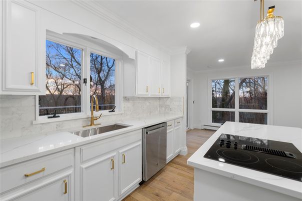 Chandelier, Interior, Kitchen, Recessed Lighting, Wood Texture Flooring