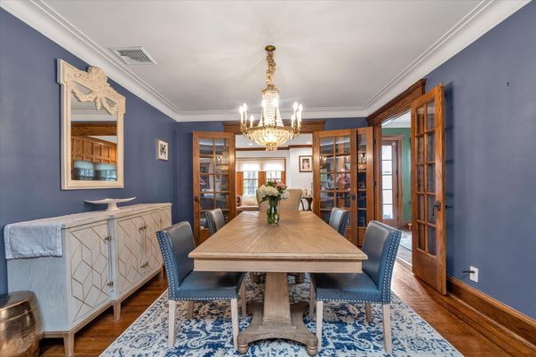 Chandelier, Dining room, Interior, Wood Texture Flooring