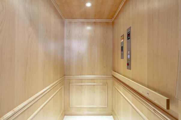 Elevator, Interior, Recessed Lighting, Wooden Ceilings, Wooden Walls