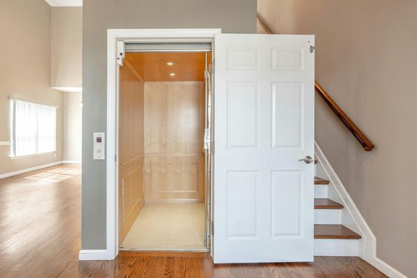 Elevator, Interior, Wood Texture Flooring, Wooden Walls