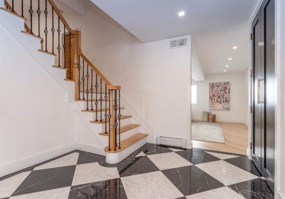 Interior, Marble, Recessed Lighting, Wood Texture Flooring