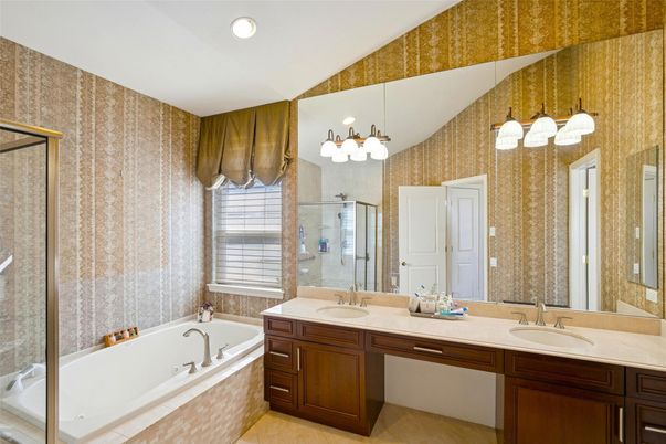 Bathroom, Dual Sink Vanities, Glass Shower, Interior, Recessed Lighting