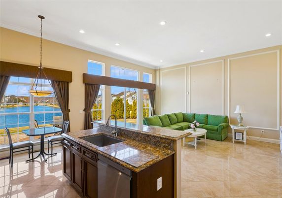 Dining room, Interior, Kitchen, Living room, Pendant Lights, Recessed Lighting, Water