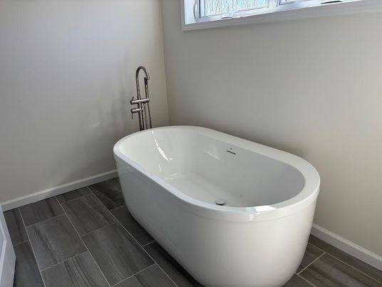 Bathroom, Free Standing Baths, Interior, Wood Texture Flooring