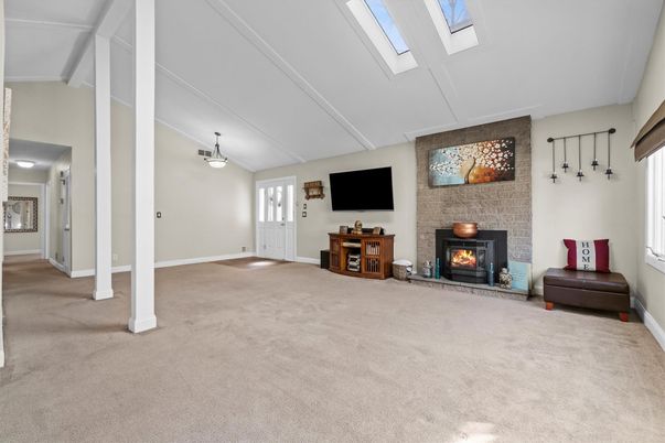 Empty room, Fireplace, Interior, Pendant Lights