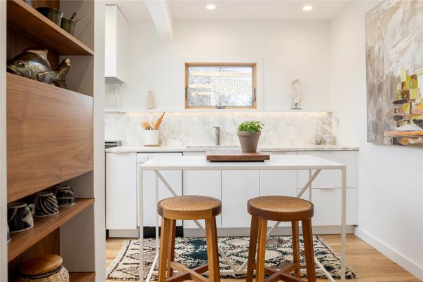 Interior, Marble Walls, Recessed Lighting, Wood Texture Flooring