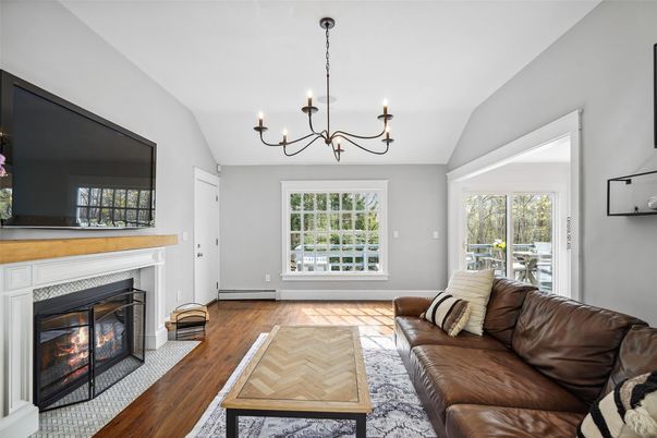 Chandelier, Fireplace, Interior, Living room, Wood Texture Flooring