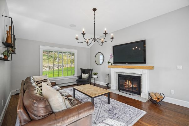 Chandelier, Fireplace, Interior, Living room, Wood Texture Flooring