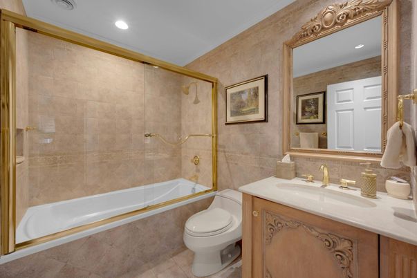 Bathroom, Glass Shower, Interior, Recessed Lighting