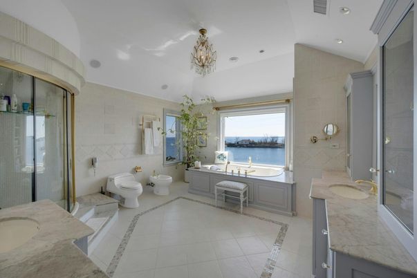Bathroom, Dual Sink Vanities, Glass Shower, Interior, Recessed Lighting, Water