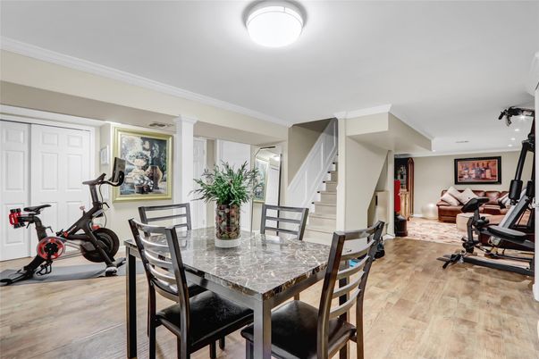 Dining room, Fitness Equipment, Interior, Wood Texture Flooring