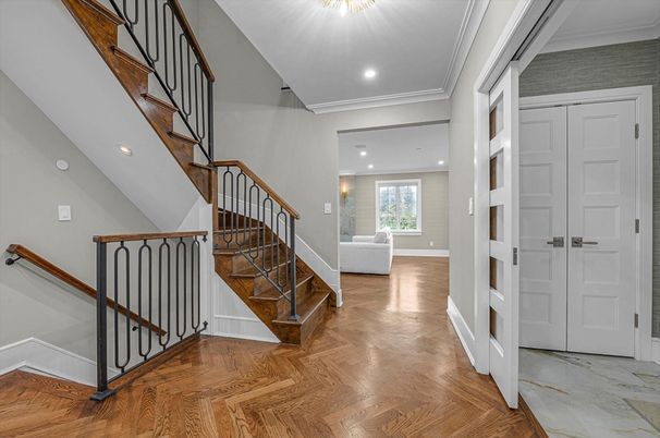 Interior, Marble, Recessed Lighting, Wood Texture Flooring