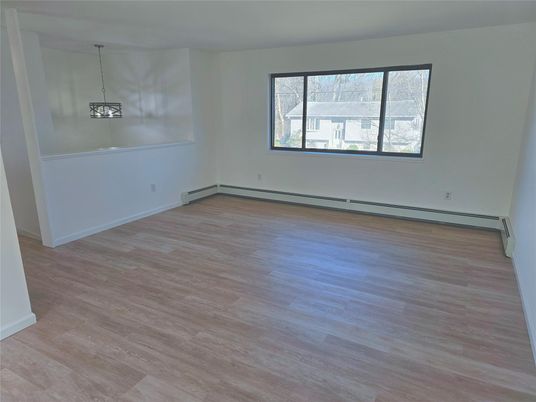 Empty room, Interior, Pendant Lights, Wood Texture Flooring
